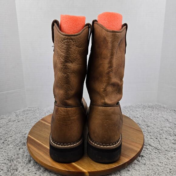 Georgia Boot Mens 9.5M Wellington Brown Leather Waterproof Pull On Work Roper - Picture 7 of 16